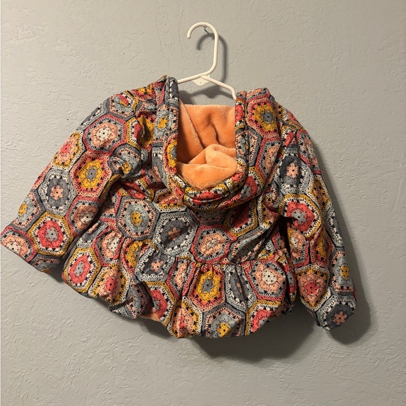 Pink blue and yellow quilted pattern puffer jacket, 24 months - Picture 3 of 10